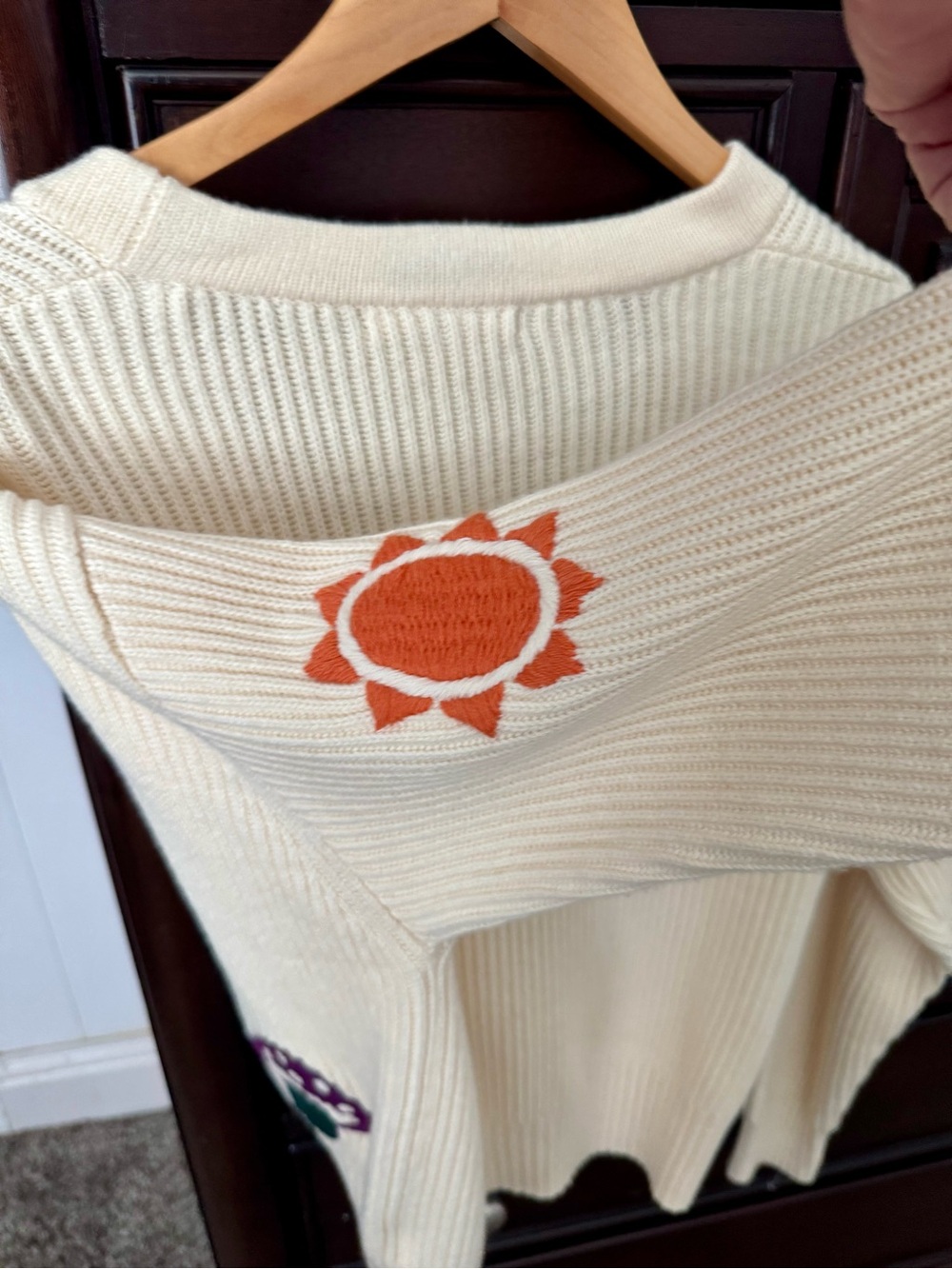 New Marine Layer "Oh Hey" Cream Embroidered V-Neck Cardigan ππβοΈ - Picture 6 of 10